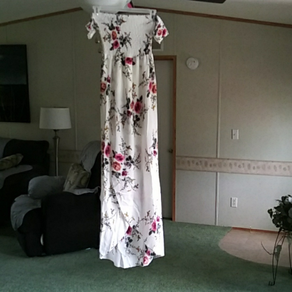 White and Floral Beach Dress